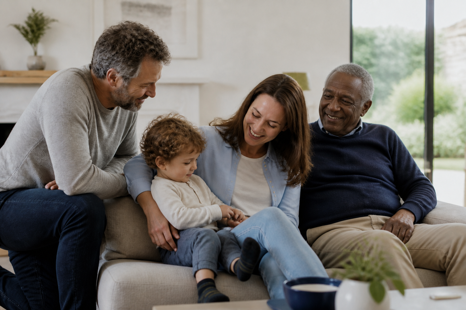 A multigenerational family spending time together